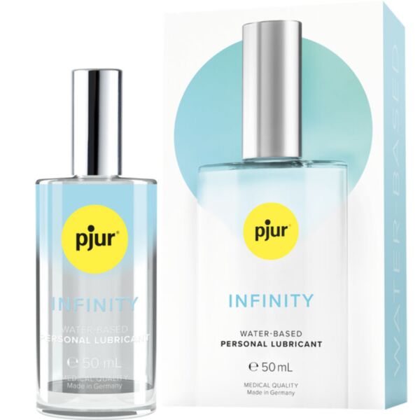 Sklenená fľaška lubrikantu pjur Infinity Water-Based s objemom 50 ml s krabičkou