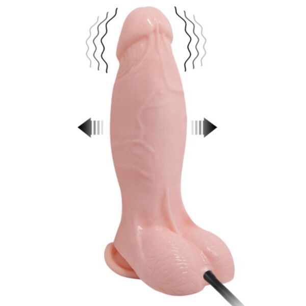 Nafukovacie dildo Baile 18,8 cm, realistické, so semenníkmi, prísavkou na spodku a pumpičkou
