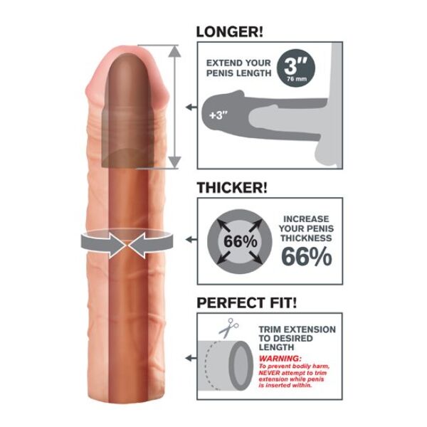 Predlžovací návlek na penis Pipedream Fantasy X-Tensions Mega 3