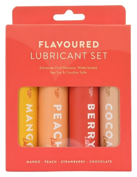 Loving Joy Flavoured Lubricant Set, štyri fľaštičky lubrikantu s príchuťou po 30 ml