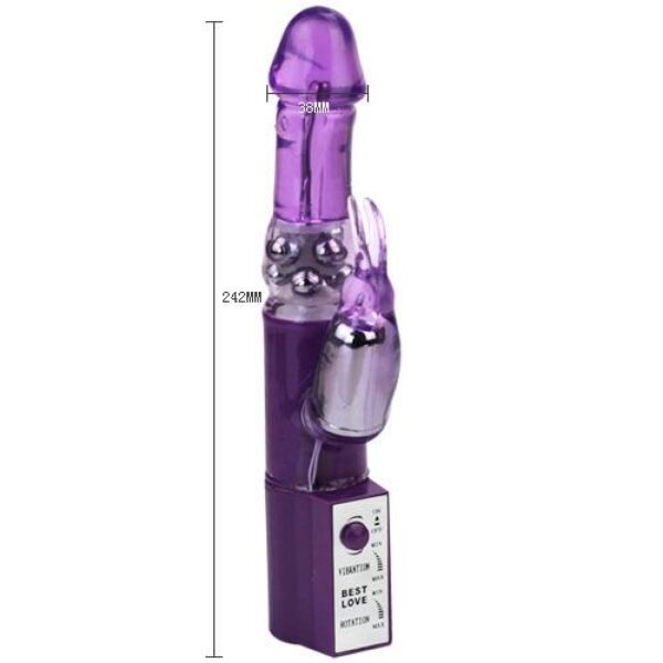 Rabbit vibrátor Baile Hot Lady II s drieku s perličkami a stimulátorom klitorisu v tvare králika