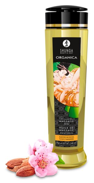 Fľaša masážneho oleja Shunga Almond Blossom s objemom 240 ml