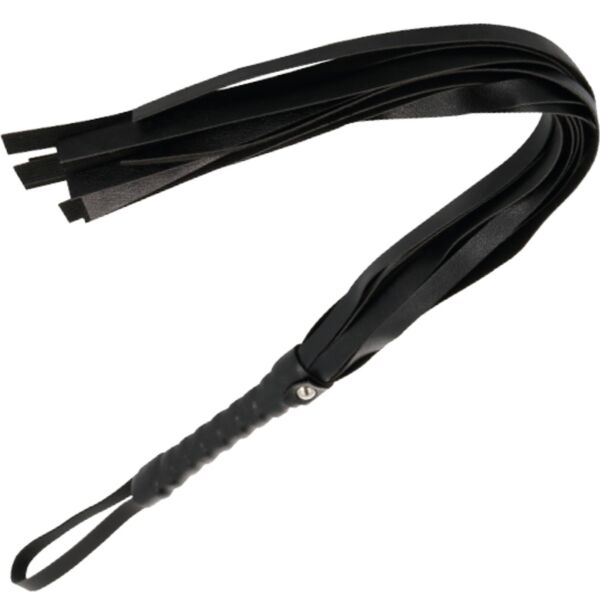 BDSM bič Darkness 45 cm v čiernej farbe s rukoväťou na uchopenie
