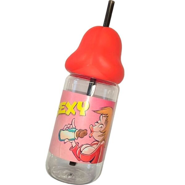 Dojčenská fľaša Diablo Picante 360 ml s červeným cumlíkom v tvare penisu