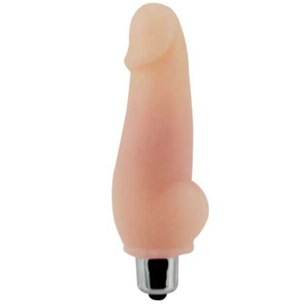 Realistický mini vibrátor Baile Super Mini Mavouvin so žaluďom a semenníkmi