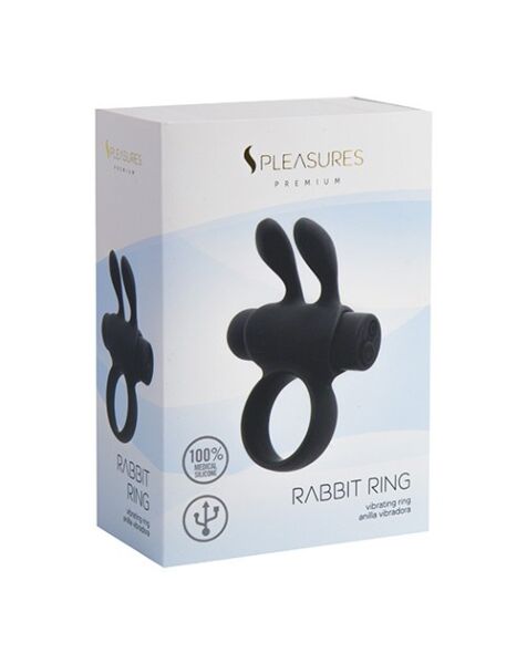 Vibračný erekčný krúžok S Pleasures Rabbit Ring Rechargeable s guľôčkou