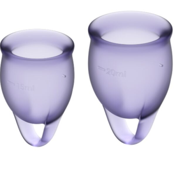 Dva menštruačné kalíšky Satisfyer Feel Confident s objemom 15 a 20 ml