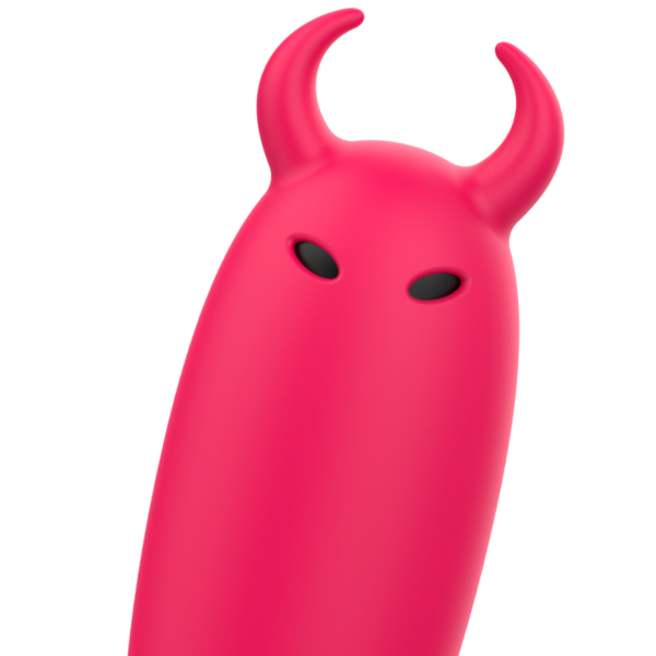 Mini vibrátor Intense Fun Scarlet 9,3 cm s rohmi a vidlicovým chvostom