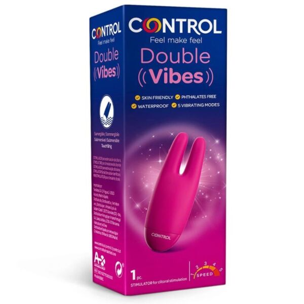 Klitoridný vibrátor Control Double Vibes s dvoma silikónovými hrotmi