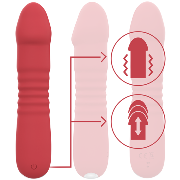 Vibrátor Intense Juni Up & Down v červenej farbe
