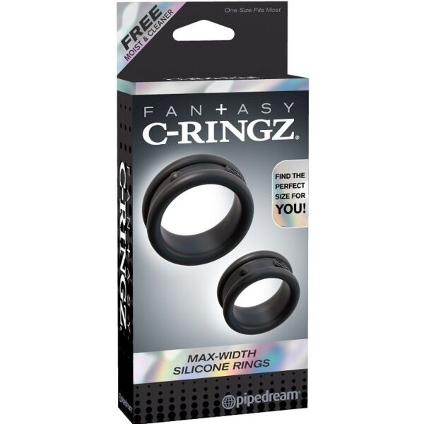 Set dvoch erekčných krúžkov z čierneho silikónu Fantasy C-Ringz Black od Pipedream