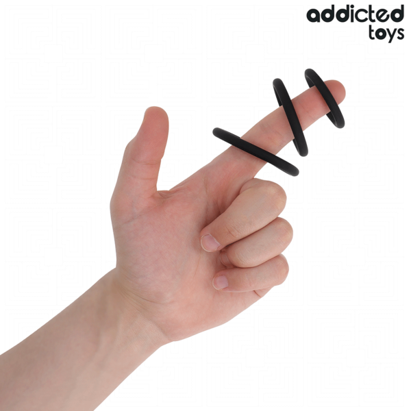 Sada troch silikónových erekčných krúžkov Addicted Toys Model 2