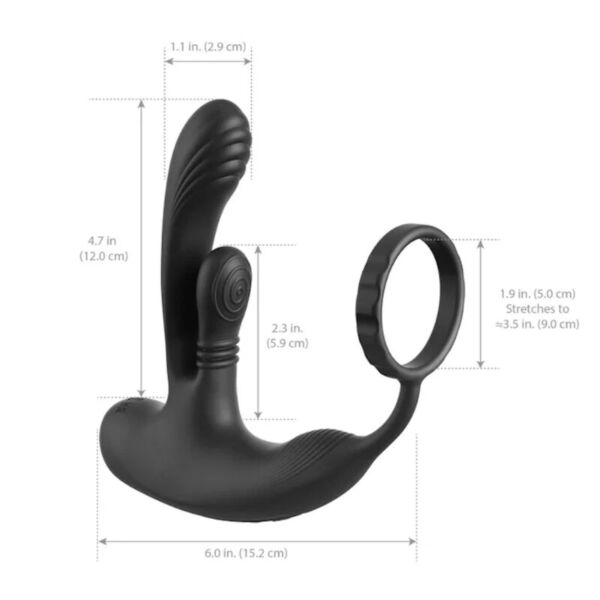 Análny stimulátor Pipedream Ass-Gasm IntiMotion s hlavicou na prostatu, textúrovaným análnym kolíkom a perineálnou podložkou