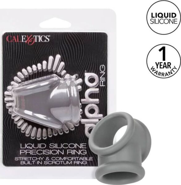 Erekčný krúžok CalExotics Alpha Precision Ring, sivý, s dvoma spojenými krúžkami