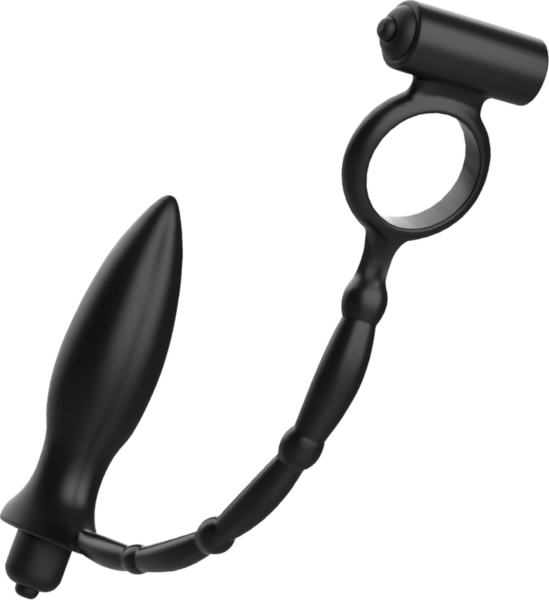 Vibračný análny kolík Addicted Toys Annal Massager Cockring s erekčným krúžkom