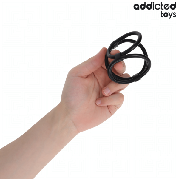 Trojitý erekčný krúžok Addicted Toys s tromi krúžkami rôznej veľkosti
