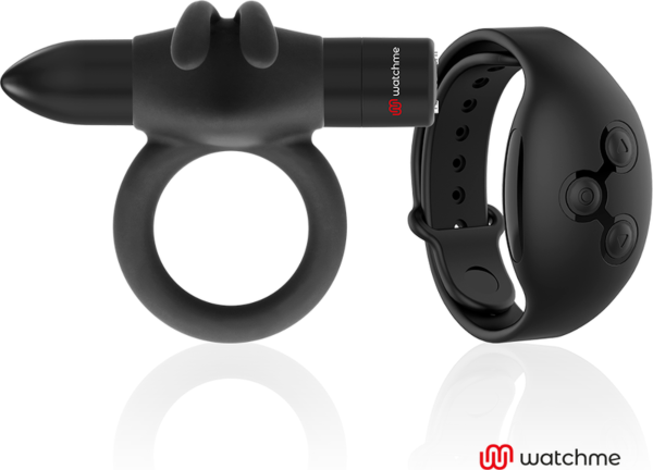 Vibračný krúžok Black&Silver Agron s ovládacími hodinkami WATCHME