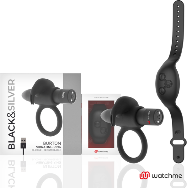 Vibračný krúžok Black&Silver Burton WatchMe s hodinkami WatchMe