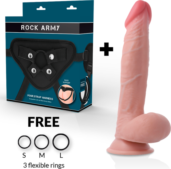 Realistické dildo Rock Army Dual Density Sherman, 24 cm, telová farba, s prísavkou na báze
