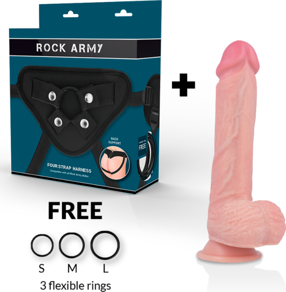 Postroj strap-on Rock Army Spitfire s dildom 21 cm