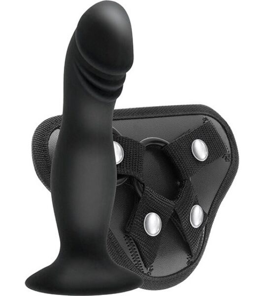 Postroj strap-on s dildom S Pleasures Strappy Harness Set s popruhmi a dildom s prísavkou