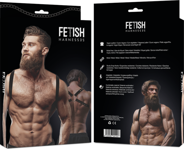 Hrudný postroj Fetish Submissive Attitude s viacerými popruhmi na hrudník a ramená