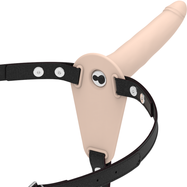 Postroj strap-on s vibrátorom Fetish Submissive 15 cm zo silikónu, s elastickým pásom
