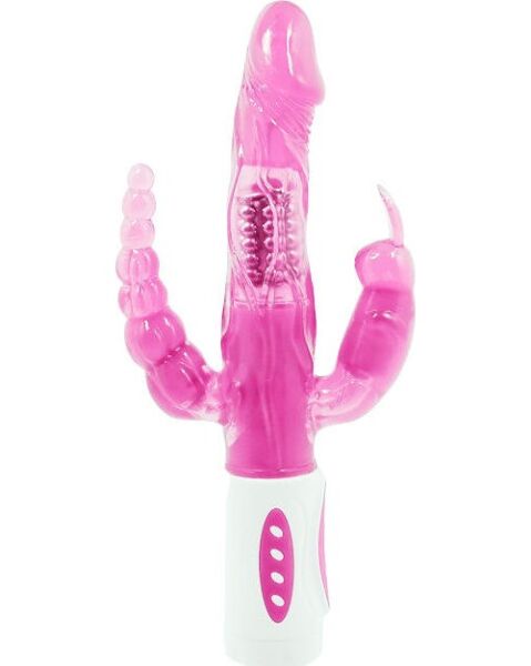 Vibrátor Baile Pretty Bunny s rotačným stimulátorom a stimulátormi klitorisu a análnej oblasti