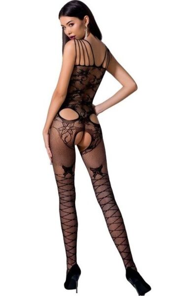 Bodystocking Passion BS076 zo sieťoviny s čipkou a priesvitnými časťami