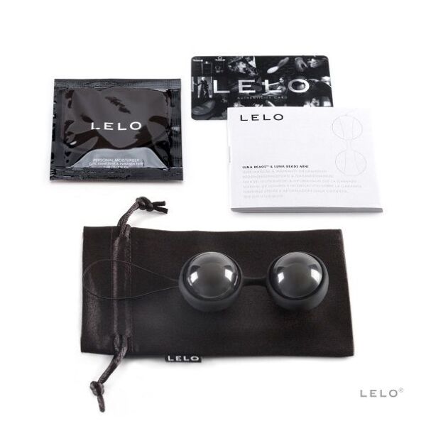 Venušine guličky LELO LUNA Beads Noir so silikónovým konektorom a vyťahovacou šnúrkou