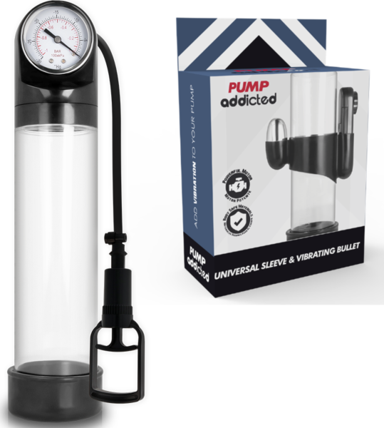 Erekčná pumpa Pump Addicted RX9 s vibrátorom a tlakomerom