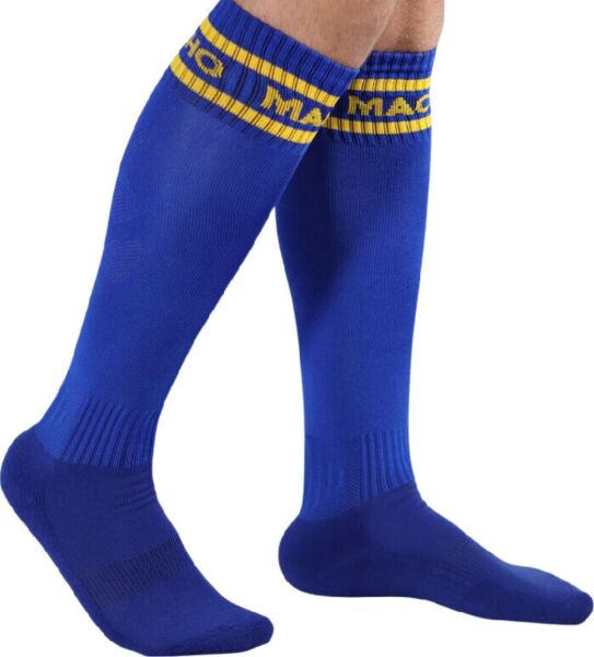 Dlhé ponožky Macho Underwear v štýle futbalových štucní s logom značky