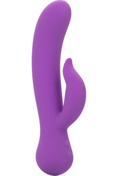 Vibrátor s dvojitou stimuláciou CalExotics First Time Rechargeable Pleaser vo fialovej farbe