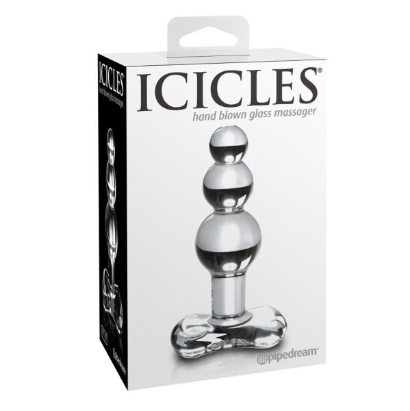 Análny kolík zo skla Pipedream Icicles N. 47 so zakriveným telom a krúžkom na základni