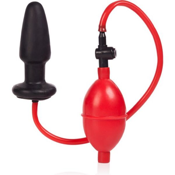 Čierny análny kolík CalExotics Colt Expandable Butt Plug s prísavnou základňou, hadičkou a ručnou pumpičkou