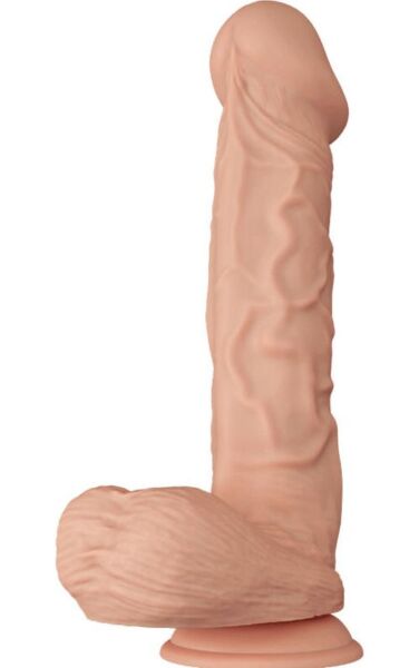 Realistické dildo Baile Beautiful Encounter 26 cm v telovej farbe, so semenníkmi a prísavkou na báze