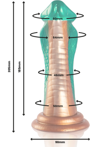 Dildo Epic Python Cobra Green so žaluďom, rozšírením pod žaluďom a základňou