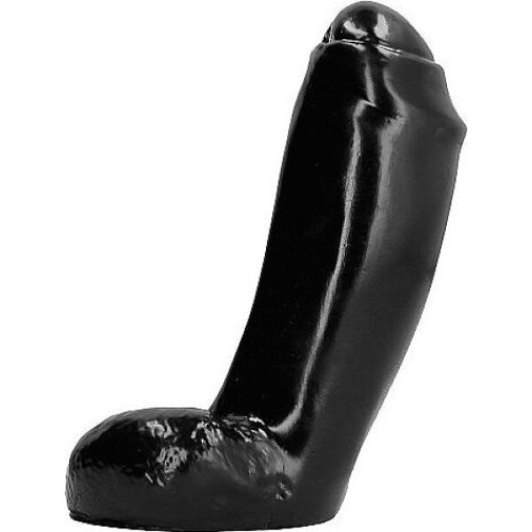 Realistické dildo All Black AB46 Big Bird, čierne, s rovným drúkom a semenníkmi