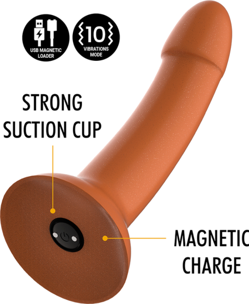 Vibračné dildo Mythology Rune Royal M zlatej farby s prísavkou