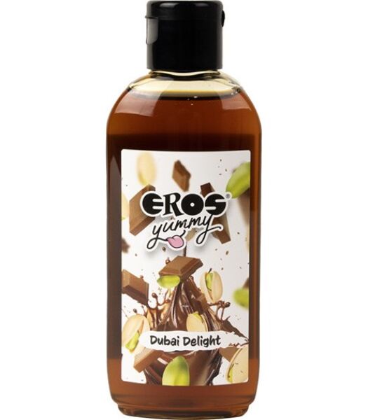 Fľaša 100 ml s lubrikantom Eros Yummy Dubai Delight s príchuťou čokolády a pistácií