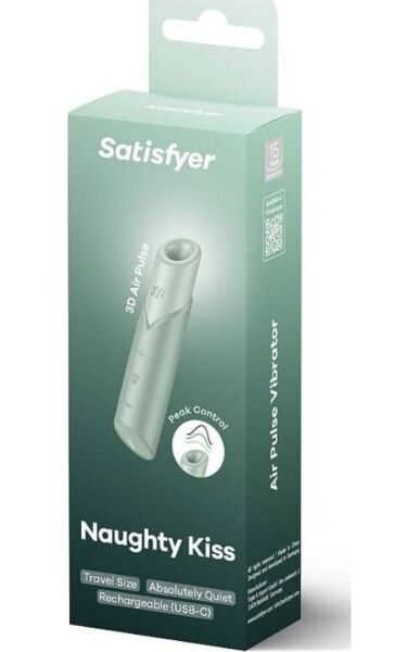 Stimulátor klitorisu Satisfyer Naughty Kiss v mentolovej farbe v tvare rúžu