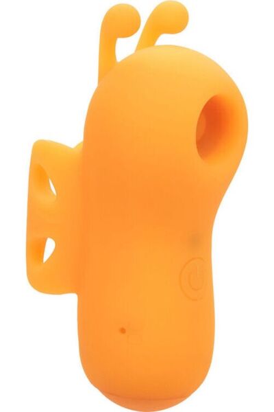 Oranžový vibrátor na prst CalExotics Neon Vibes The Buzzing Vibe so zahnutým tvarom a tykadlami