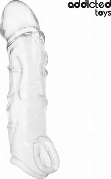 Návlek na penis Addicted Toys 22 cm, priehľadný predlžovací návlek