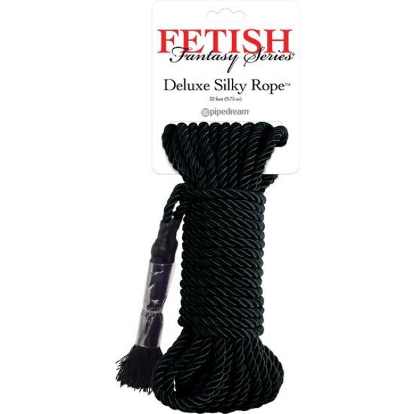Čierne bondážne lano Pipedream Black Deluxe Silk Rope
