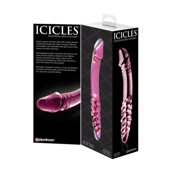 Sklenené dildo Pipedream Icicles N. 57, dvojstranné