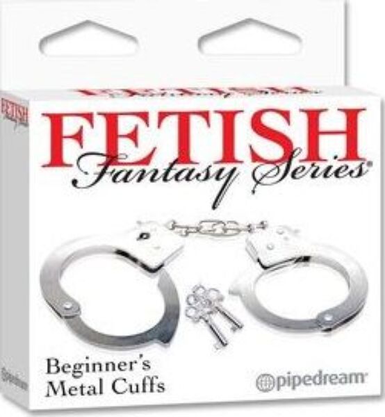 Kovové putá na zápästia Pipedream Beginner's Metal Cuffs spojené reťazou z chrómovanej ocele