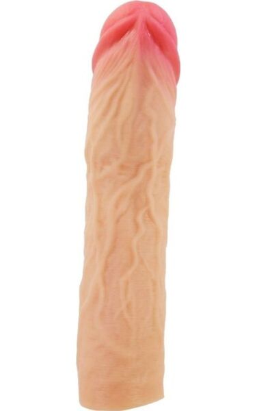 Návlek na penis s predĺžením Pretty Love BI-026269, s vystupujúcimi žilkami a výrazným žaluďom