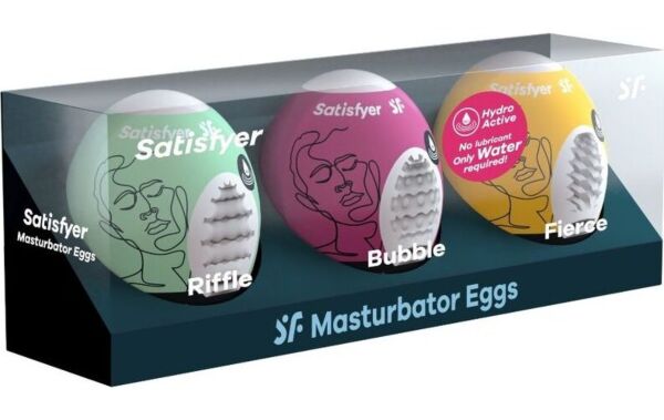 Balenie troch masturbačných vajíčok Satisfyer Eggs Riffle, Bubble & Fierce