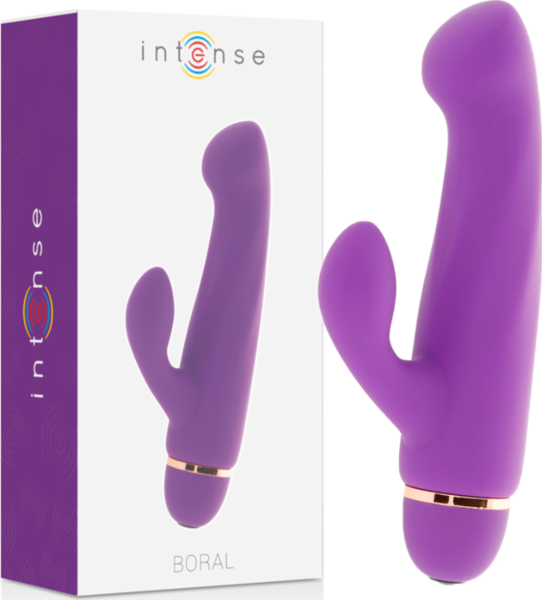 Vibrátor s dvojitou stimuláciou Intense Fun Boral so zahnutým hrotom a stimulátorom klitorisu