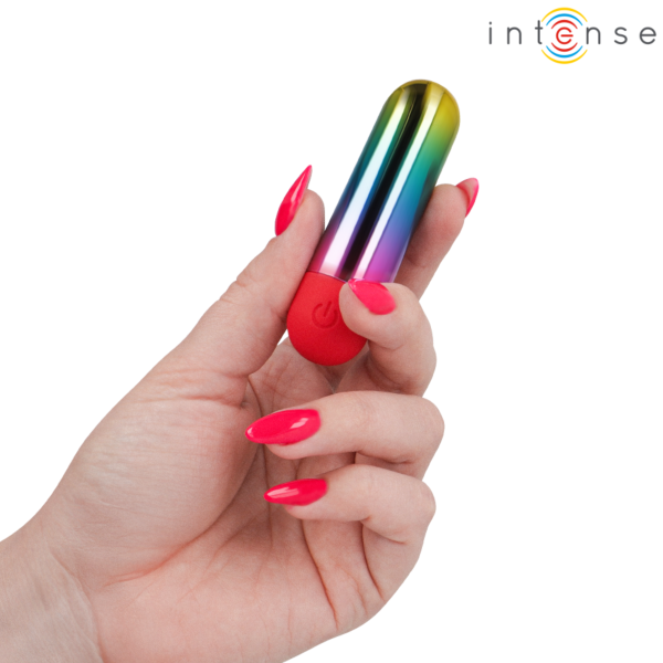 Mini vibrátor Intense Debbie Rainbow s viacfarebným dúhovým povrchom